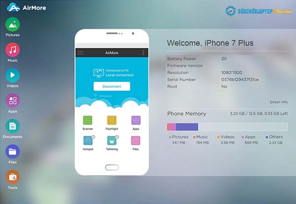 Sử dụng Airmore để truy cập tập tin trên iPhone qua máy tính